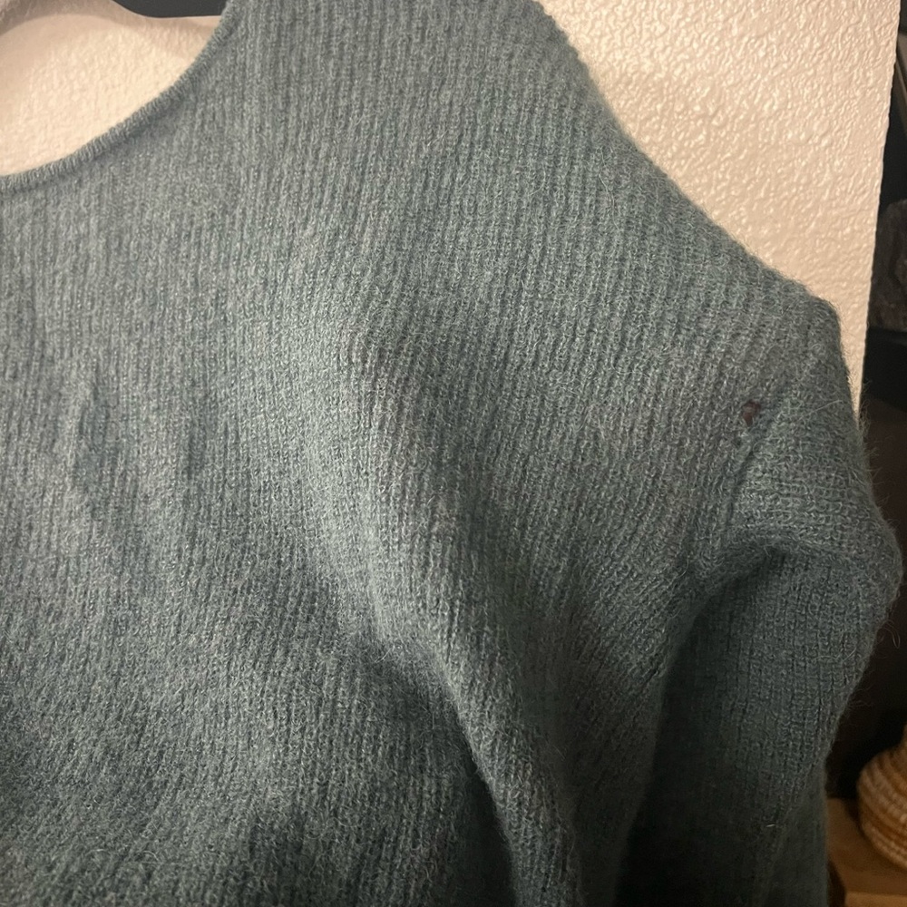 Sezane Teal Button-Front Fuzzy Knit Cardigan - Picture 8 of 8